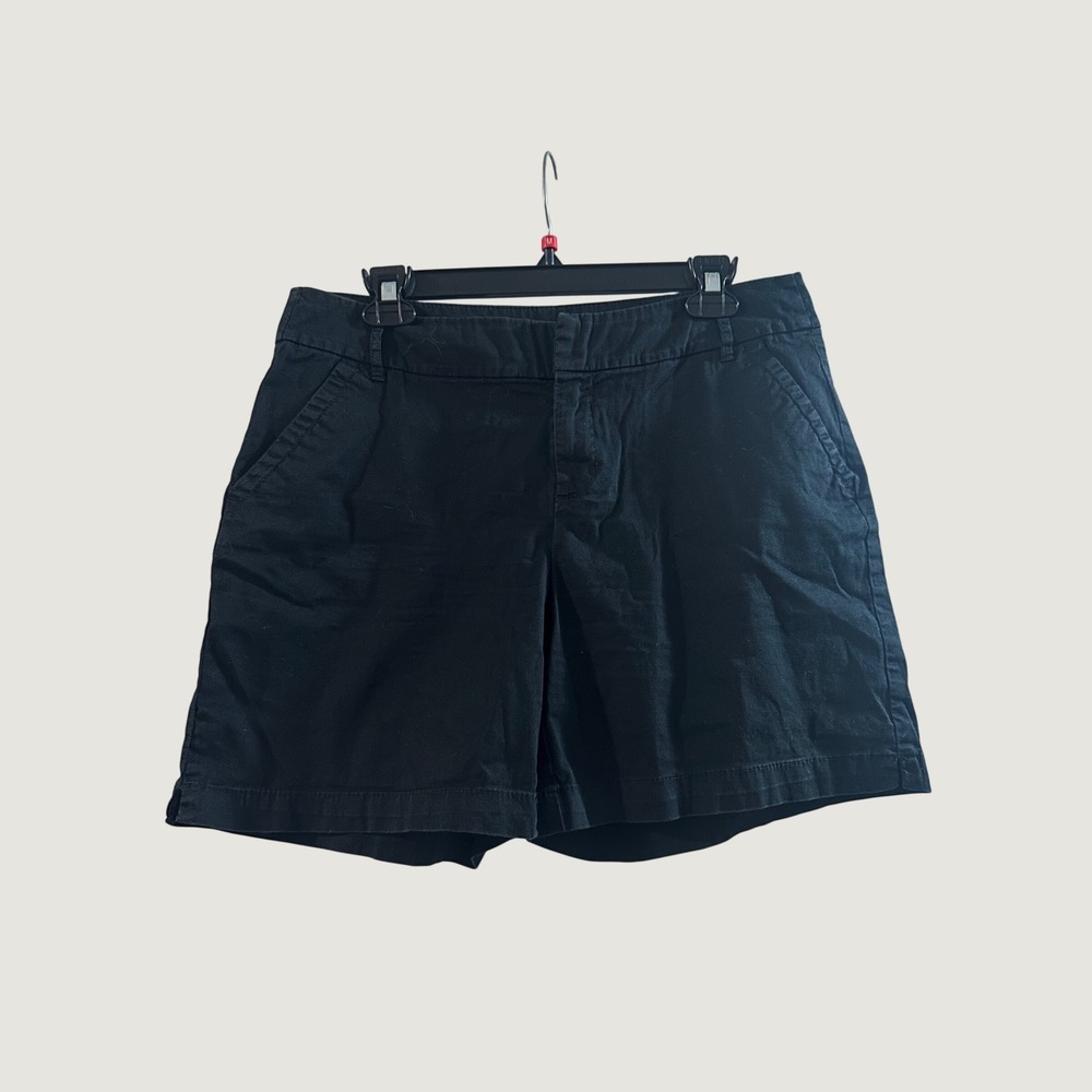 Madison Womens‎ Black Chino Shorts Size 8 Cotton Blend Mid Rise Casual Classic